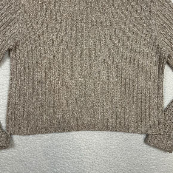 Sundance Size L Angora Turtleneck Sweater Rib Knit Neutral Minimalist Vintage - Picture 6 of 9